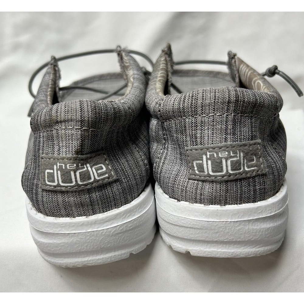 HEYDUDE Wally Youth Linen Stone Grey Shoes 130130704 Size 4 Youth / 5 Women - Picture 5 of 8